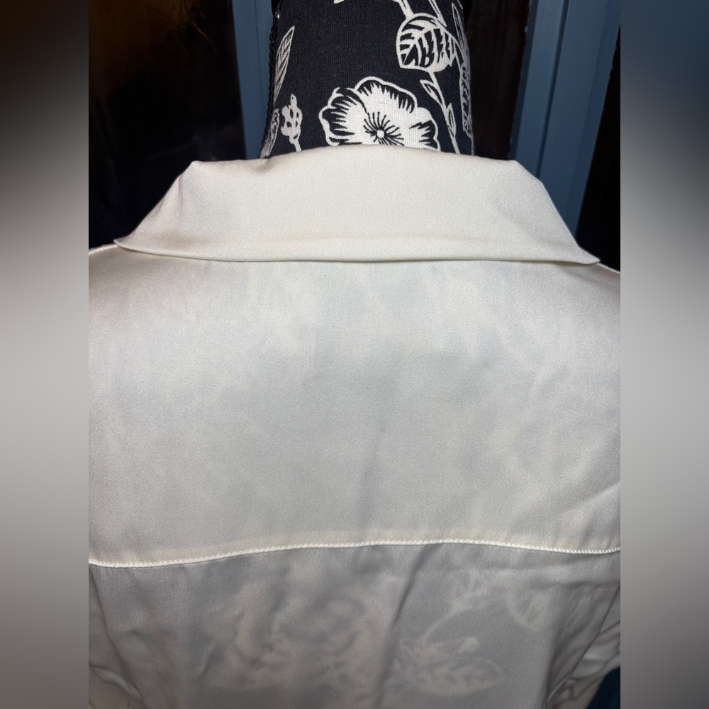 Quince Washable Stretch Silk Notch Collar Blouse / Ivory / M - Picture 6 of 11